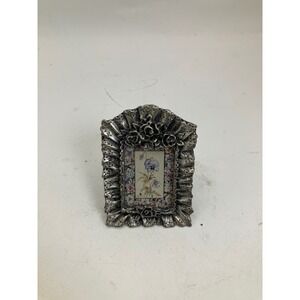 Vintage‎ Floral Miniature Metal Photo Picture Frame Floral Home Decor